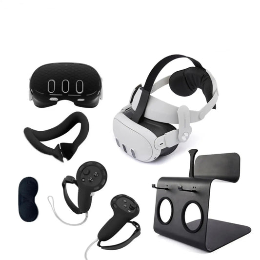 or Oculus Quest 3 Accessories Adjustable Head Strap Carrying Case Silicone Protective Cover 6-Piece Set VR Accessories